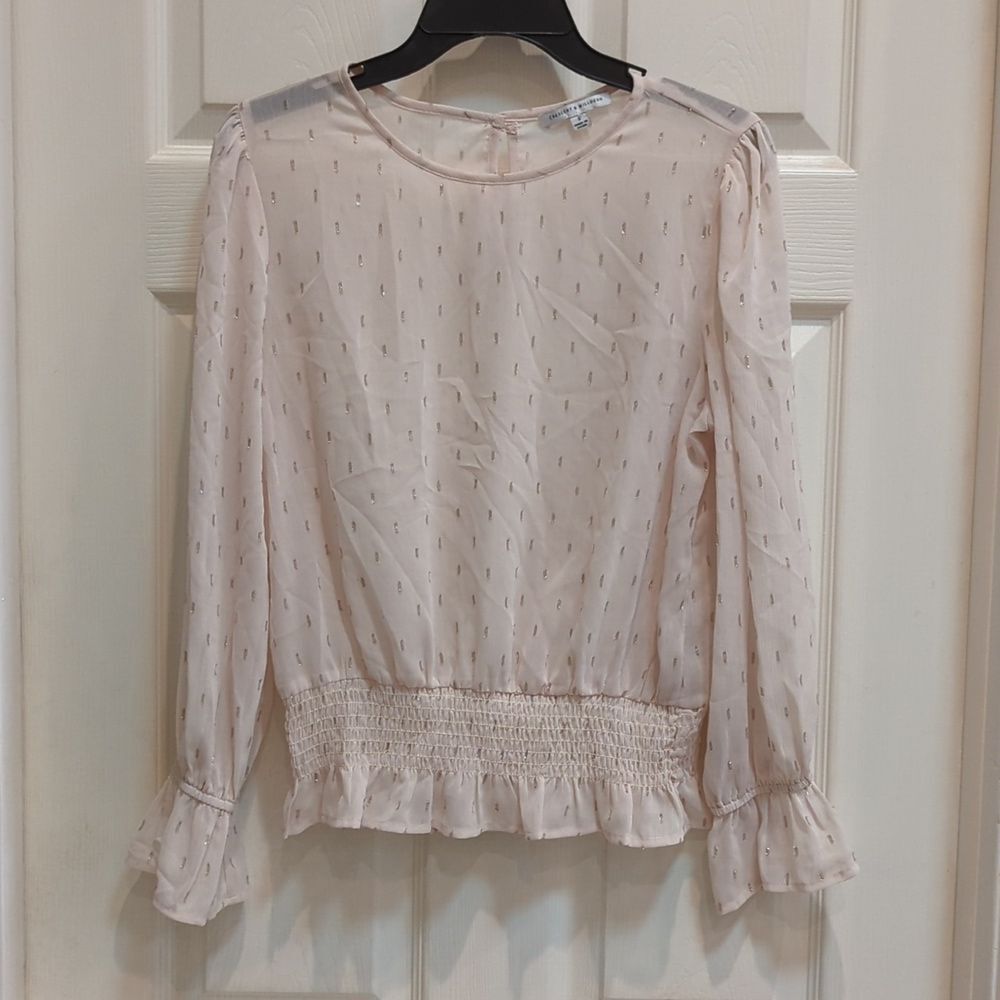 Crescent and Willough Women's Ivory Vintage Style Top Sheer Size Small